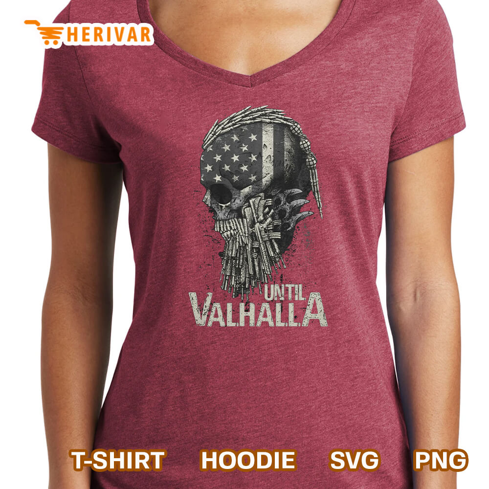 Until Valhalla American Flag Viking Skull Hoodie