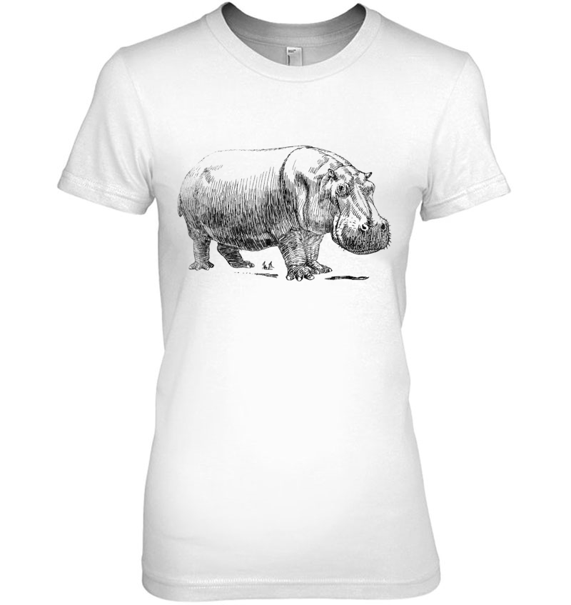 Love Heart Hippos Silhouette Hippo Tee Spirit Animal Ladies Tee