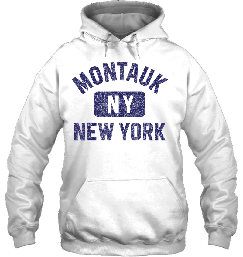 Montauk Ny Gym Style Distressed Navy Blue Print Mugs