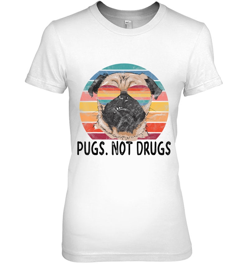 Pugs Not Drugs Funny Pug Lover Retro Vintage Hoodie