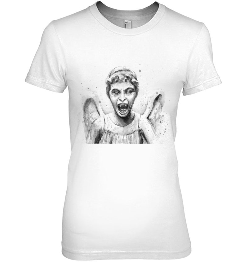 Weeping Angel Watercolor Sci-Fi Scary Don