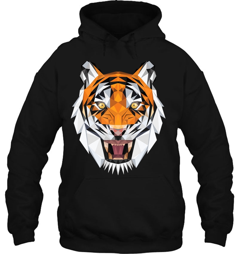 Tiger Shirt Colorful Geometrical Tiger Head Tee Men Women Hoodie