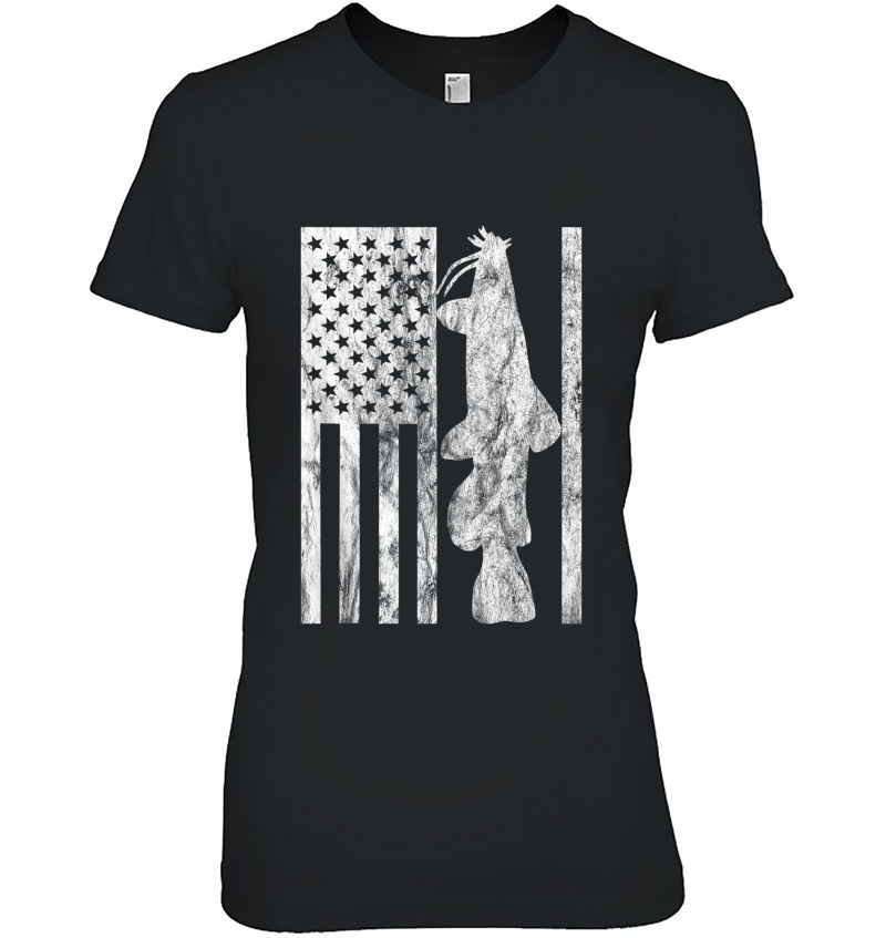 Catfishing American Flag Patriotic Catfish Angler Gift Ladies Tee