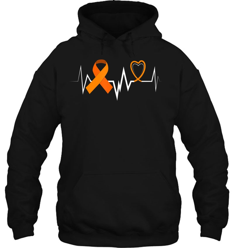 Heartbeat Orange Ribbon Multiple Sclerosis Awareness Shirt Hoodie