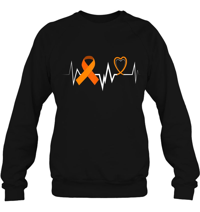 Heartbeat Orange Ribbon Multiple Sclerosis Awareness Shirt Sweatshirt