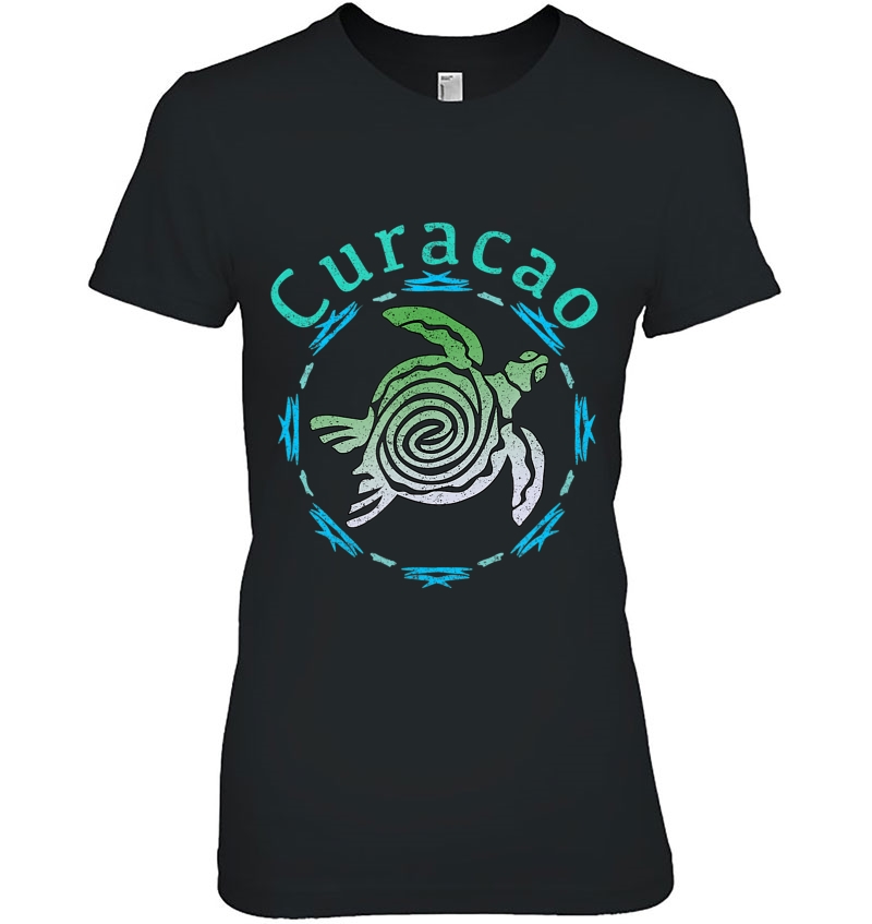 Curacao Vintage Tribal Turtle Gift Ladies Tee