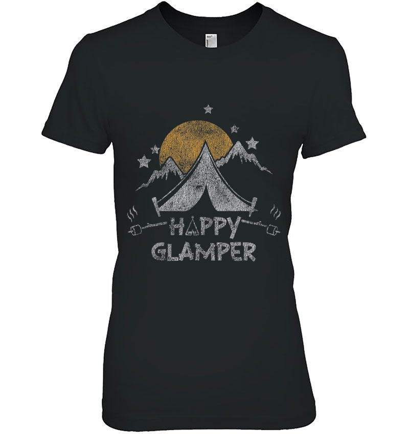 Happy Glamper Cute Glamping Camp Distressed Hoodie