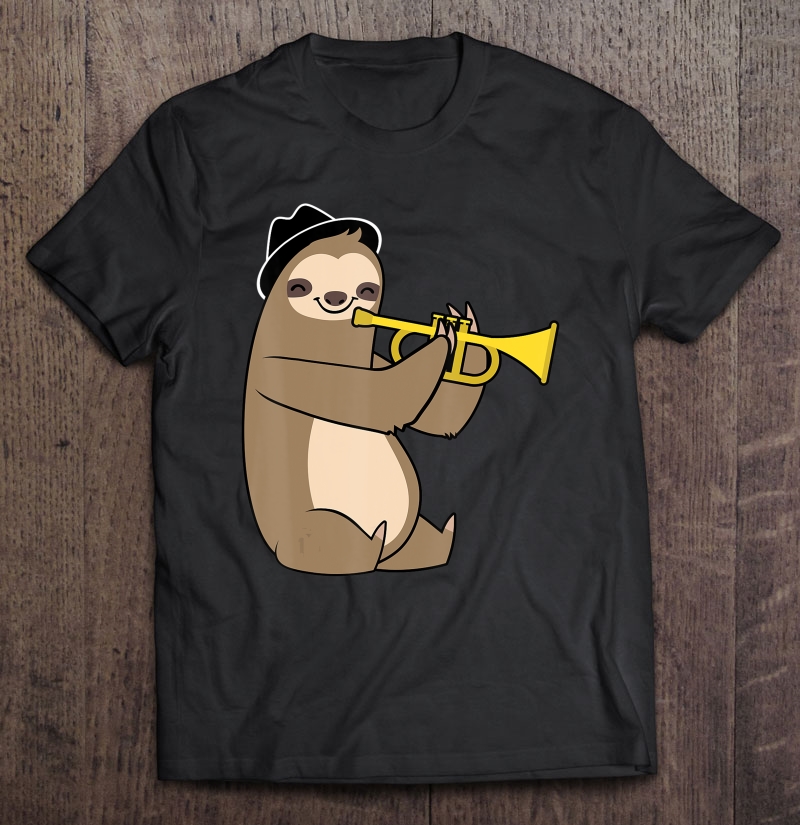 Jazz Sloth Trumpet Funny Musician Cute Animal Playing Shirt