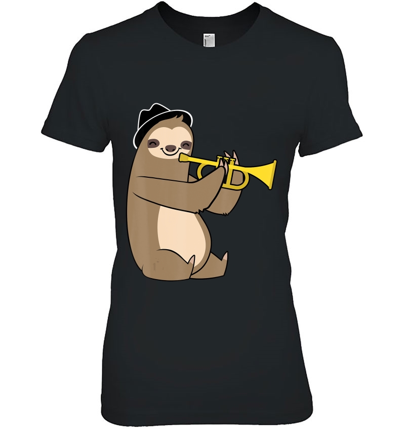 Jazz Sloth Trumpet Funny Musician Cute Animal Playing Hoodie