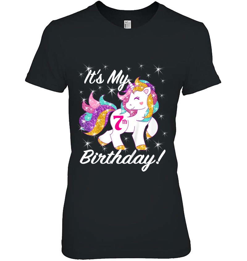 Kids It's My 7Th (7 Year Old) Birthday Shirt Girl Unicorn Outfit Hoodie