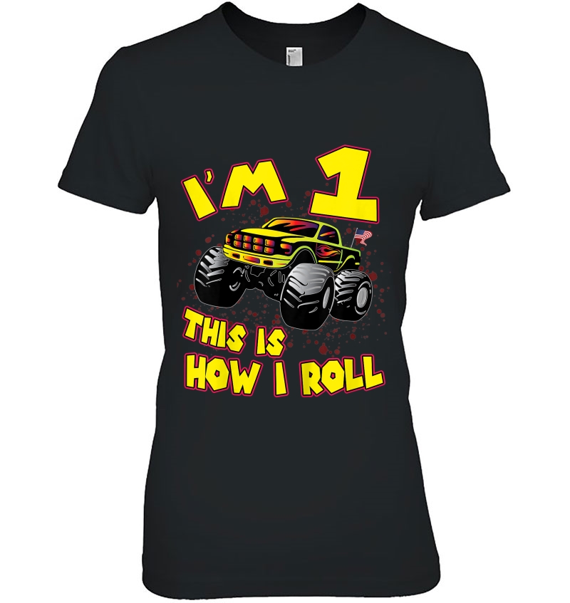 Kids Monster Truck I'm 1 This Is How I Roll 1St Birthday Hoodie