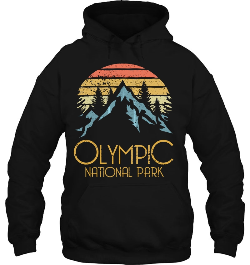 Retro Olympic National Park Washington Mountains Swea Hoodie