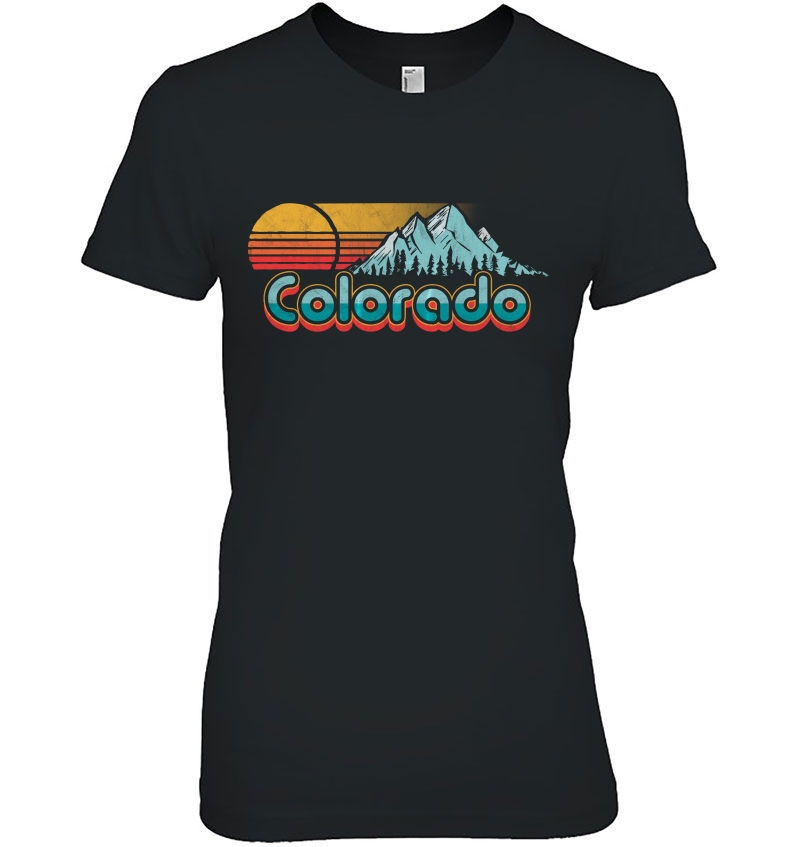 Retro Throwback Colorado Mountains Ladies Tee