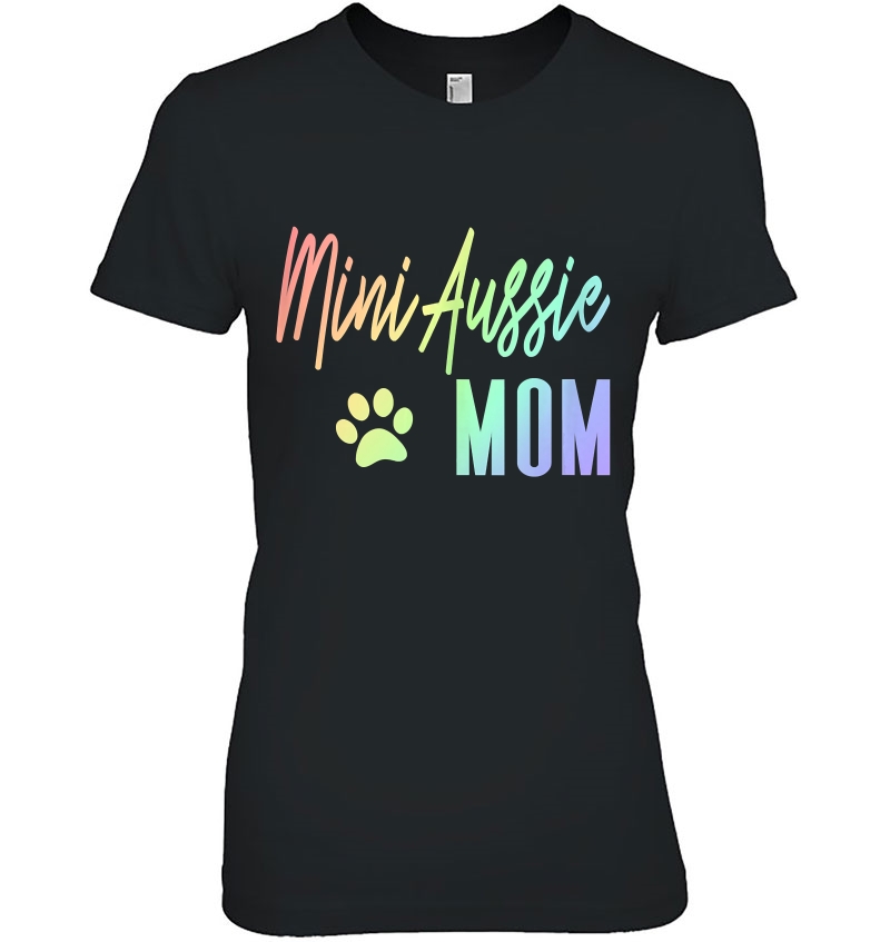 Mini Aussie Mom - Rainbow Paw Print Australian Shepherd Dog Hoodie