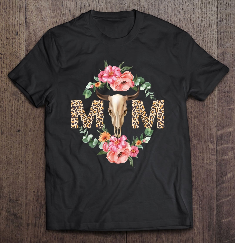 Mother's Day Cow Bull Mom Skull Boho Country Gift Women Shirt