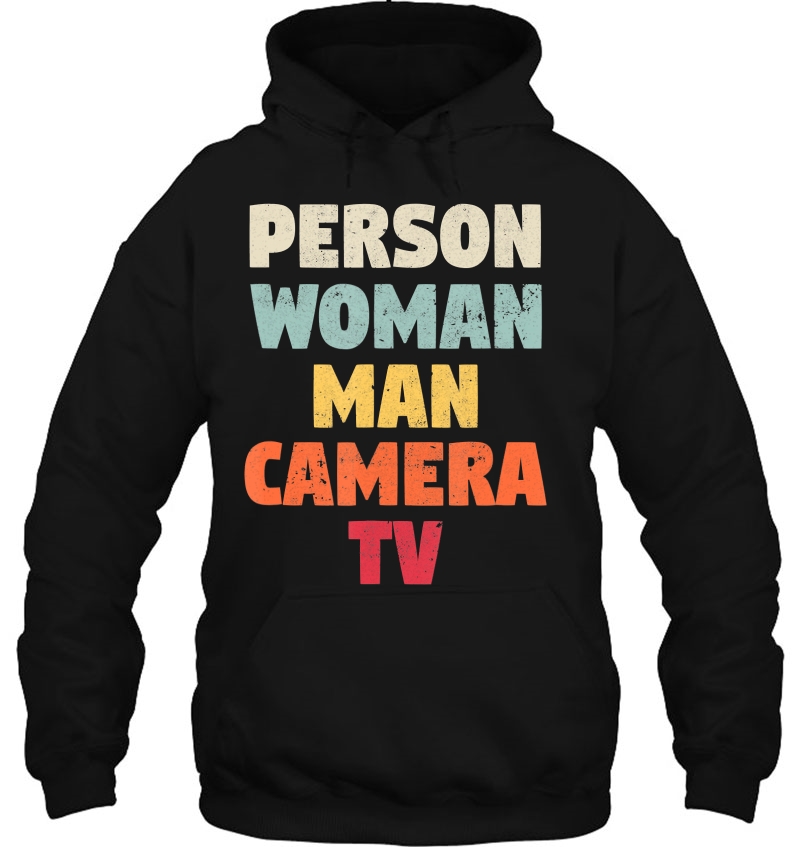 Person Woman Man Camera Tv Trump Cognitive Test Meme Retro Hoodie
