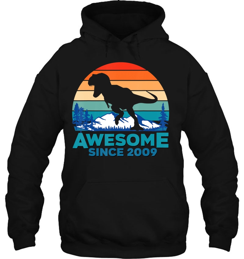 Awesome Since 2009 11 Years Old Dinosaur Gift Hoodie