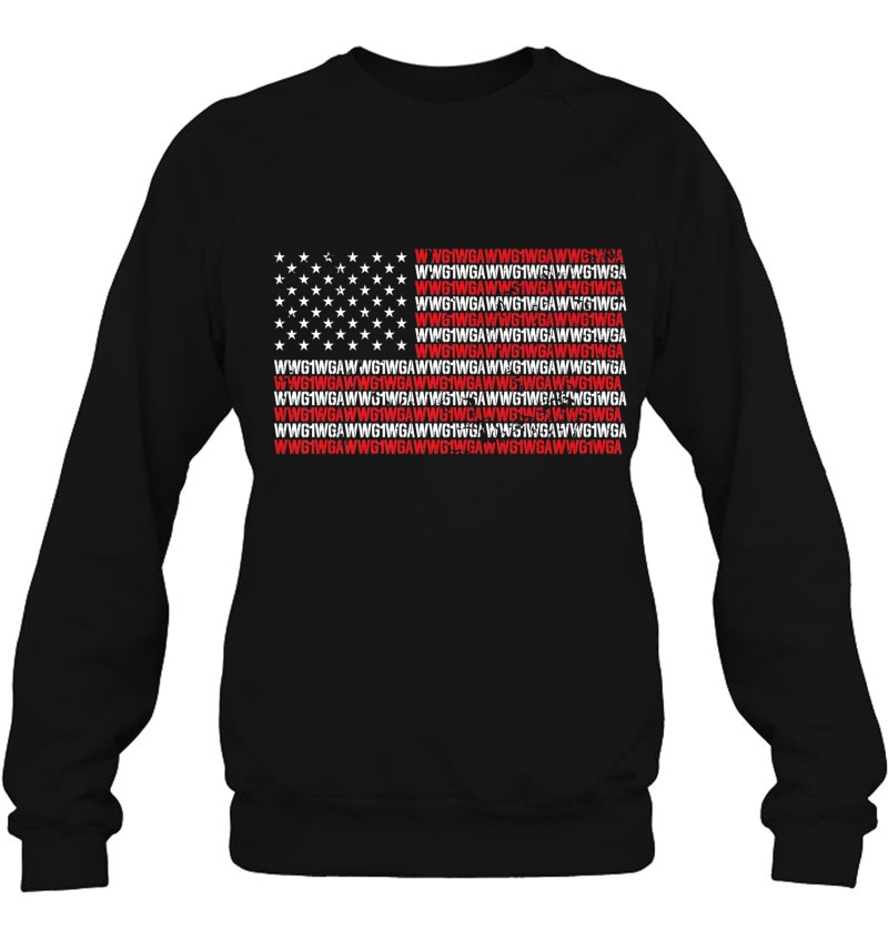 Qanon Patriotic Flag Shirt Where We Go One Q Anon Wwg1wga Premium Sweatshirt