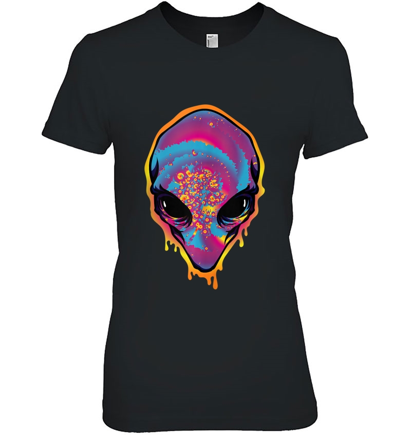 Rainbow Tie Dye Alien Head Trippy Rave Alien Hoodie