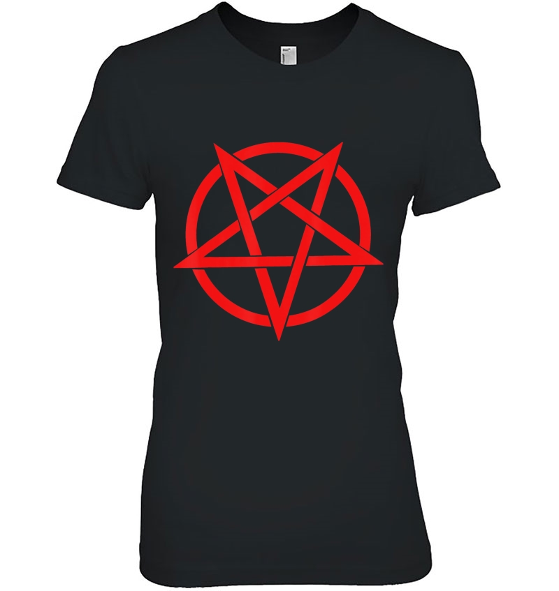 Red Inverted Pentagram Tee Shirt Ladies Tee