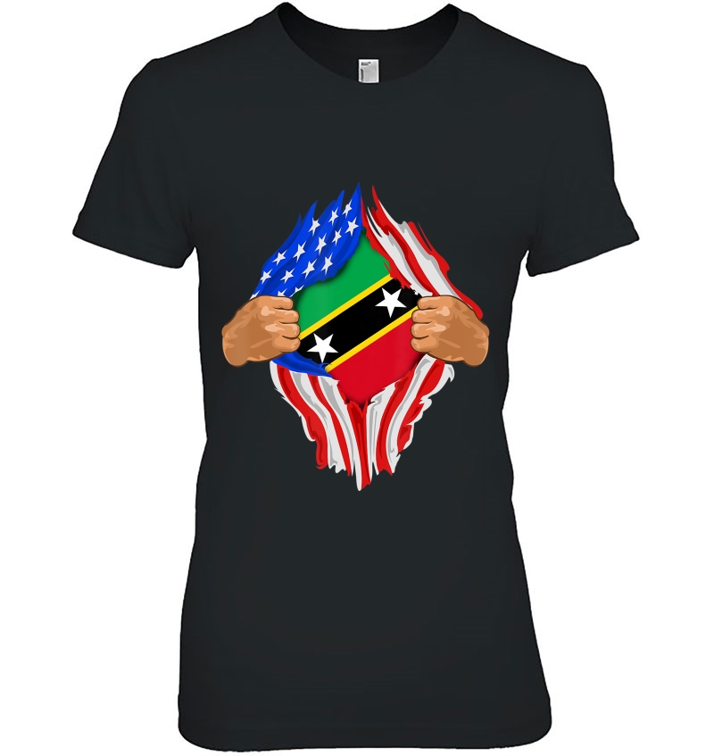 Saint Kitts And Nevis Blood Inside Me Flag Gift Ladies Tee