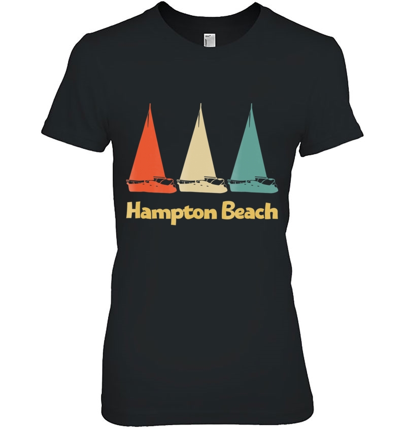 Vintage Retro Hampton Beach Nh Sailboat Ladies Tee
