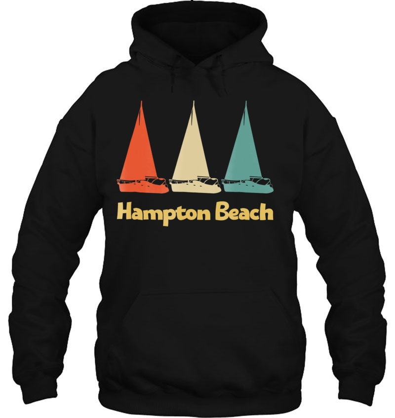 Vintage Retro Hampton Beach Nh Sailboat Hoodie