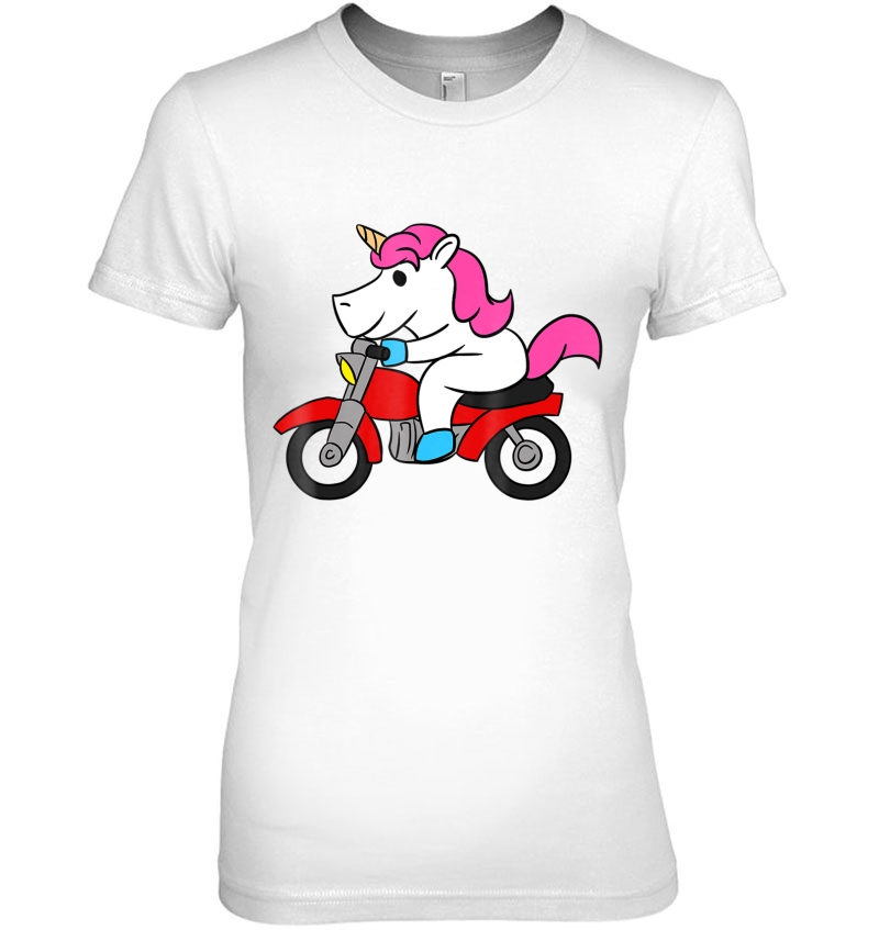 Unicorn Riding Motorcycle Funny Magical Unicorn Tee Hoodie