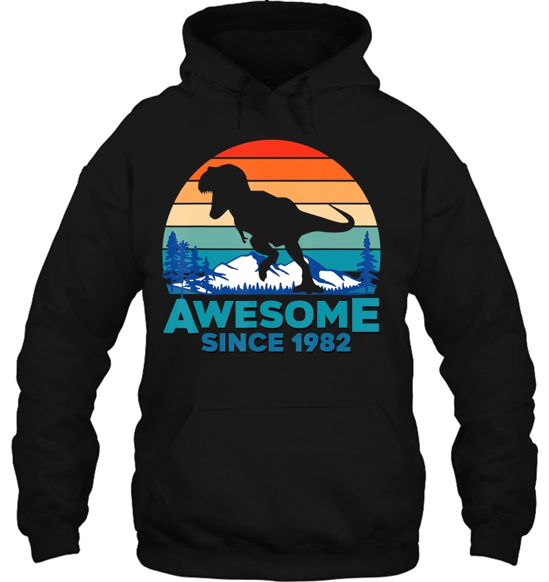 Awesome Since 1982 38 Years Old Dinosaur Gift Hoodie