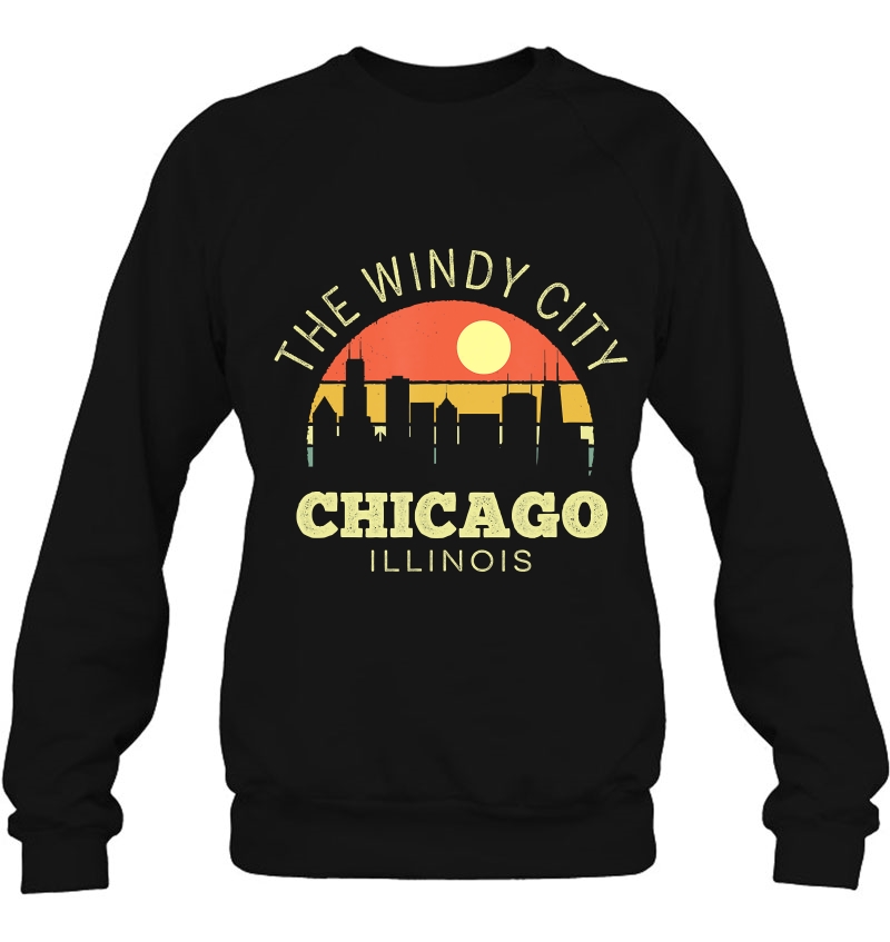Chicago The Windy City Vintage Sunset Classic Skyline Sweatshirt