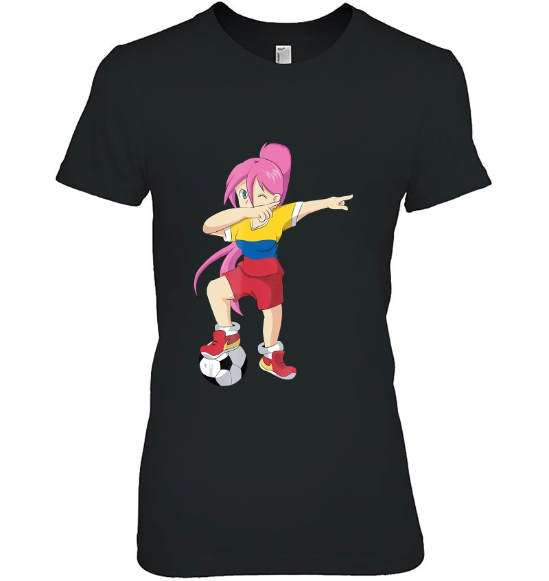 Colombia Soccer Football Shirt Dab Dabbing Girl With Jersey Ladies Tee