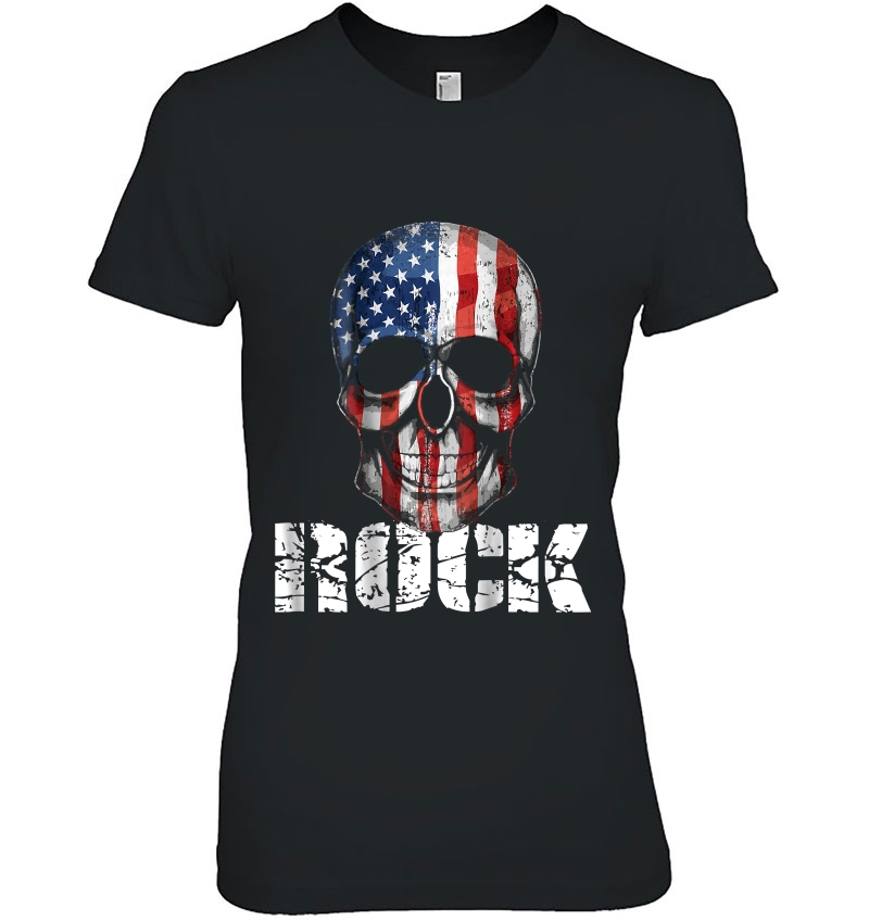 Rock Skull Usa American Flag Vinatge Music Band Hoodie