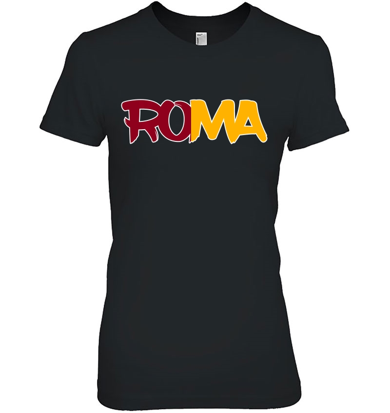 Roma Soccer 2018 Italian Flag Fire Football Ladies Tee