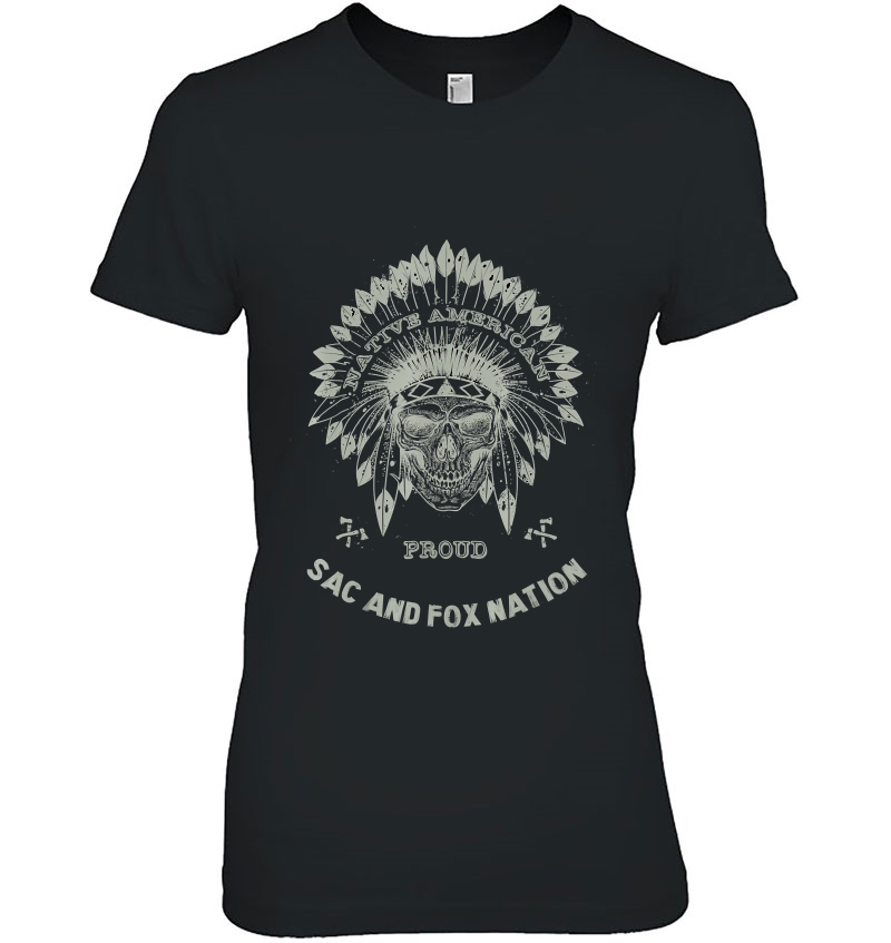 Sac & Fox Nation Native American Indian Respect Skull Ladies Tee