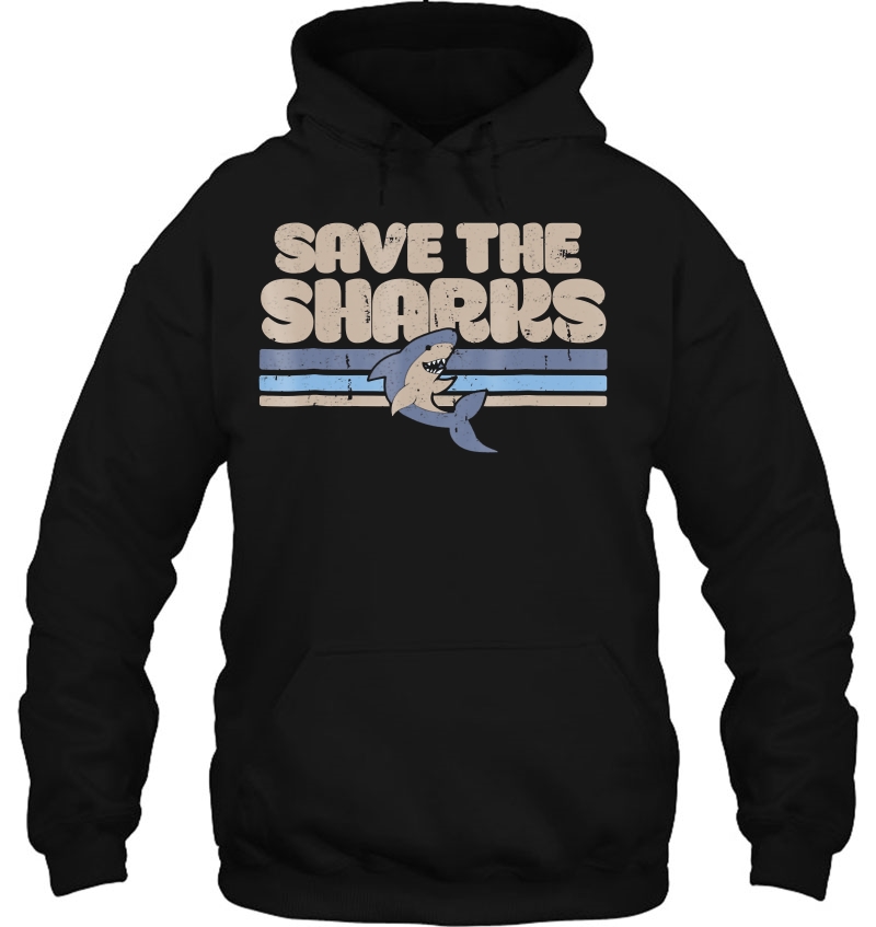 Save The Sharks Vintage Style Shark Lovers Hoodie