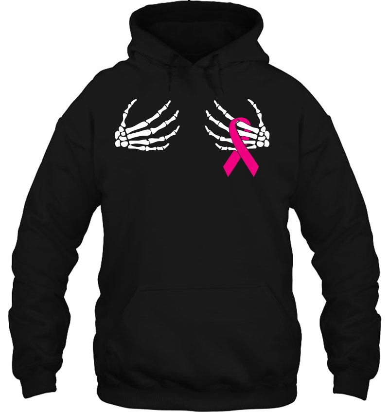 Skeleton Hands On Chest Breast Cancer Awareness Pink Ribbon Mugs