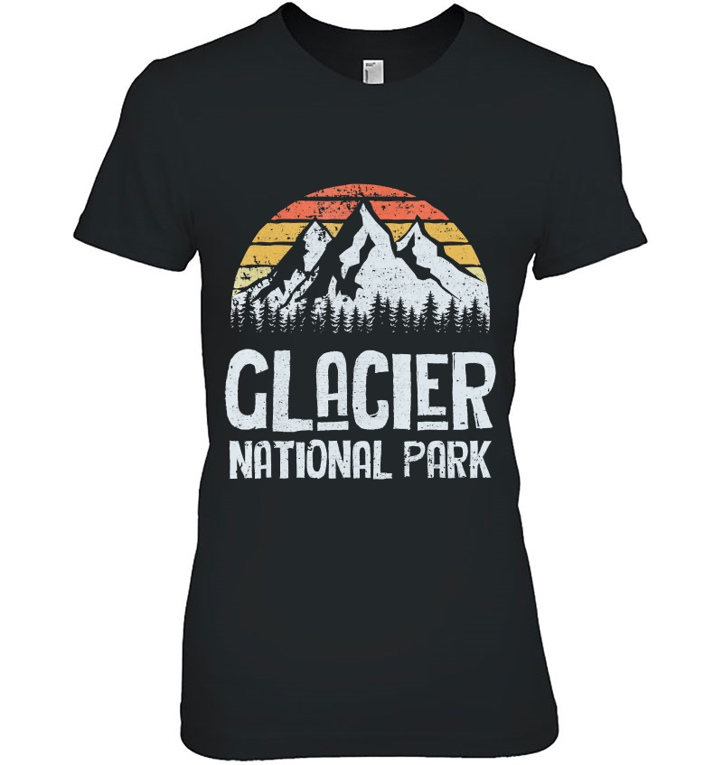 Vintage Glacier National Park Montana Hiking Retro Hoodie