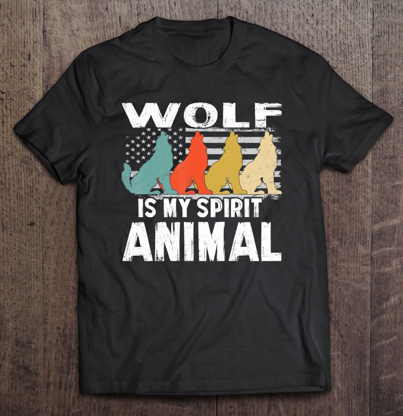 Wolf Shirt Vintage American Flag Spirit Animal Shirt