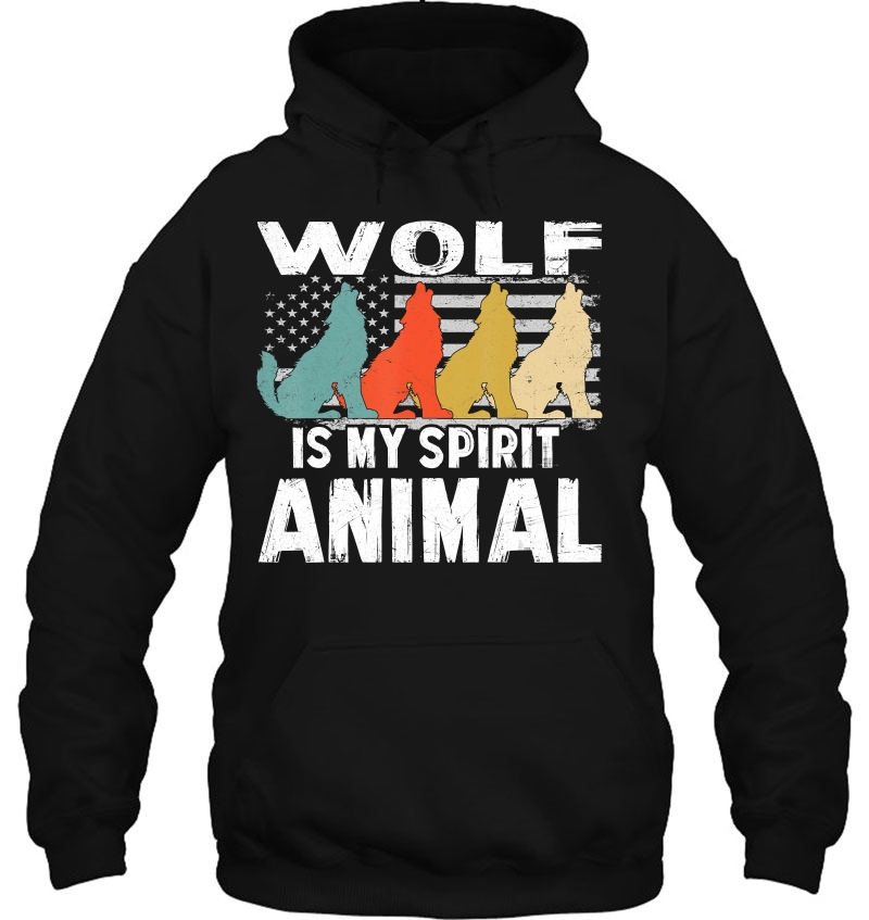 Wolf Shirt Vintage American Flag Spirit Animal Mugs