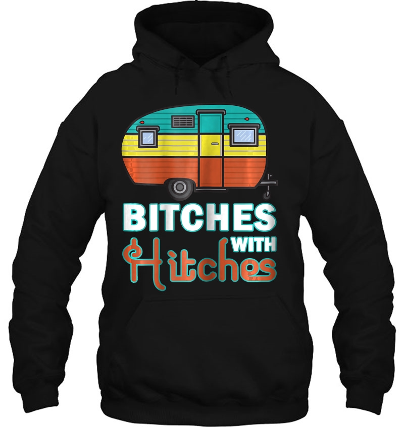 Womens Funny Camping Shirt Vintage Rv Camper Bitches With Hitches Mugs