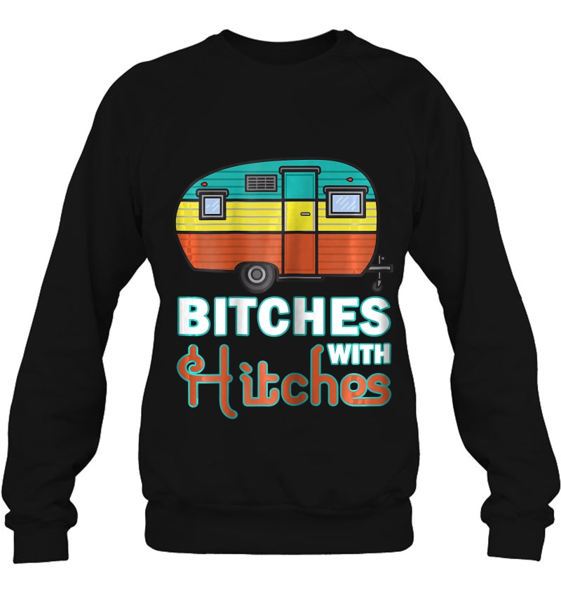 Womens Funny Camping Shirt Vintage Rv Camper Bitches With Hitches Mugs