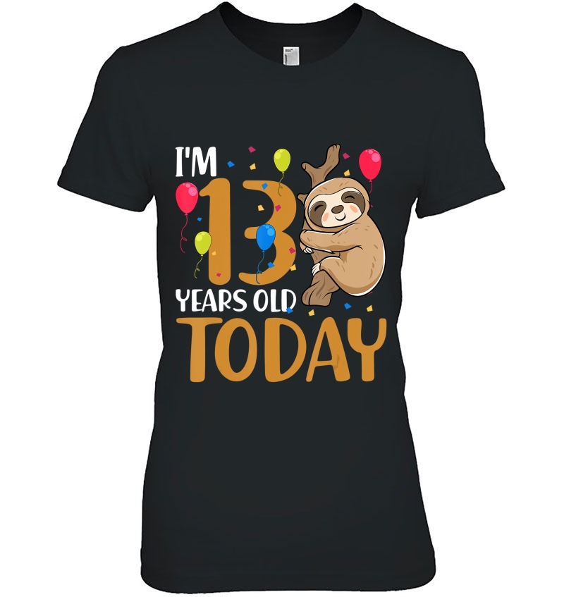 13Th Birthday Shirt Sloth Kids Lazy Boys Party 13 Thirteen Hoodie