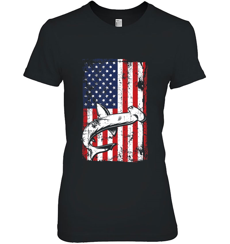 4Th Of July American Flag Hammerhead Shark Gifts Hoodie