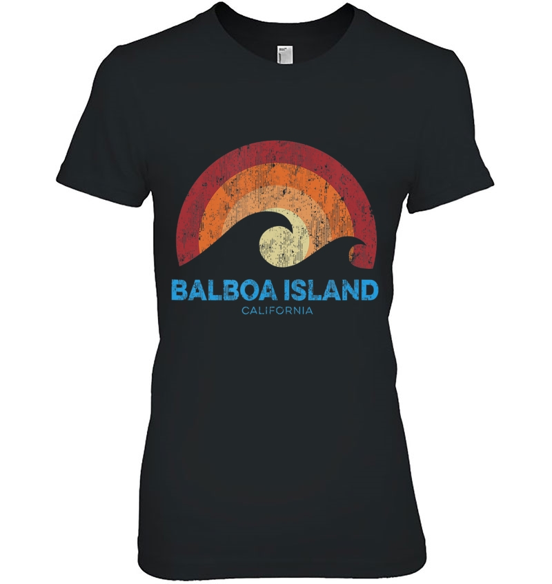 Balboa Island California Ca Retro Surf Beach Tee Hoodie