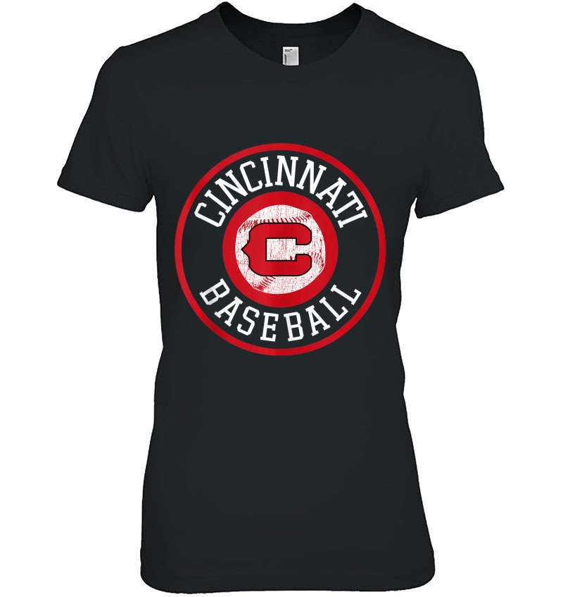 Cincinnati Baseball Ohio Pride Vintage Badge Red Gift Tank Top Ladies Tee