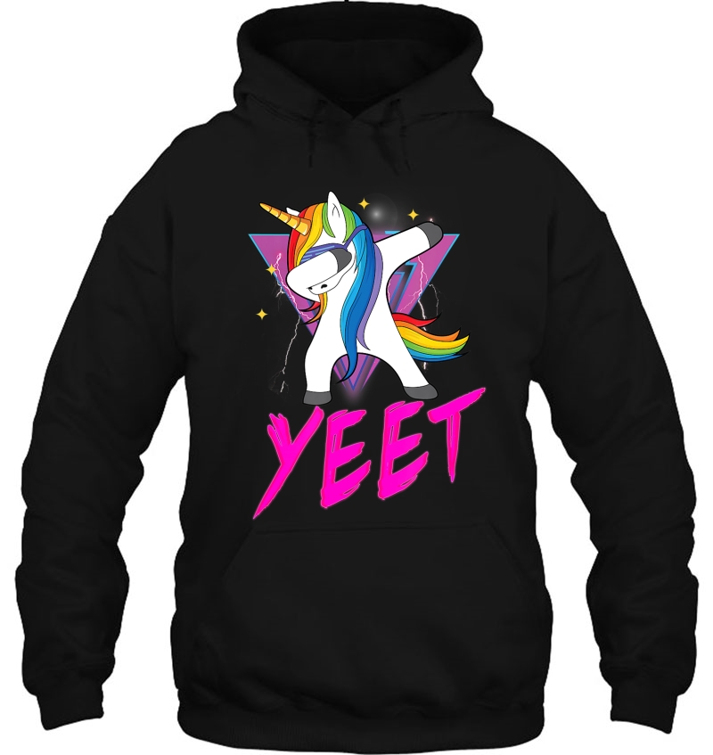 Dabbing Dancing Yeet Colorful Unicorn Celebration Funny Hoodie