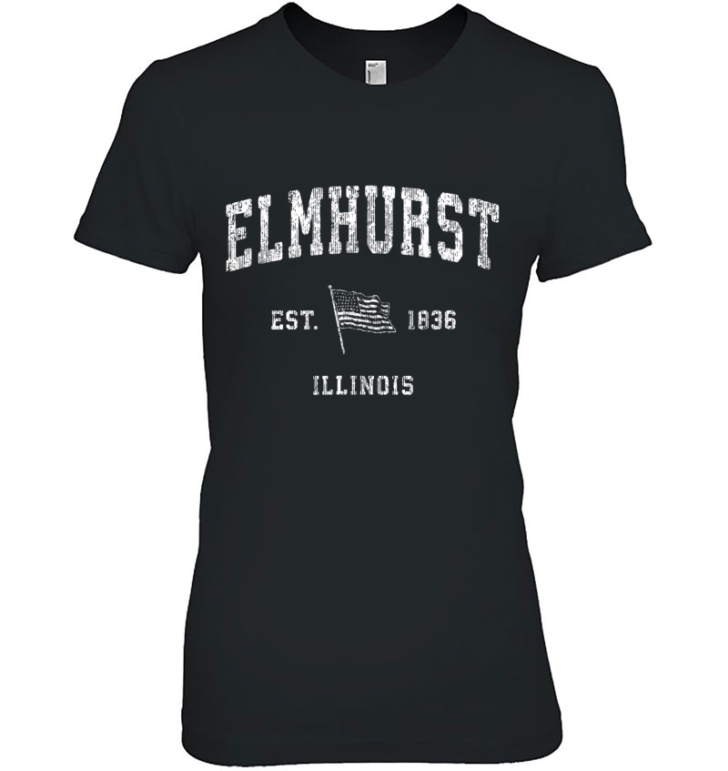 Elmhurst Illinois Il Vintage Us Flag Sports Tee Hoodie