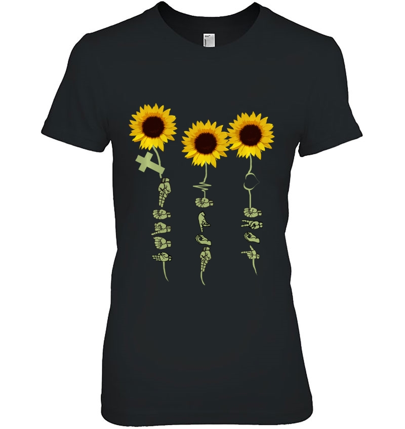 Faith Hope Love Sunflower Shirt Gift For Hand Sign Language Hoodie