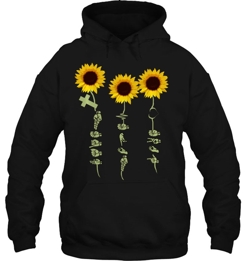 Faith Hope Love Sunflower Shirt Gift For Hand Sign Language Mugs