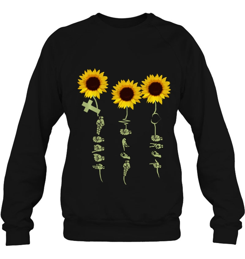 Faith Hope Love Sunflower Shirt Gift For Hand Sign Language Mugs